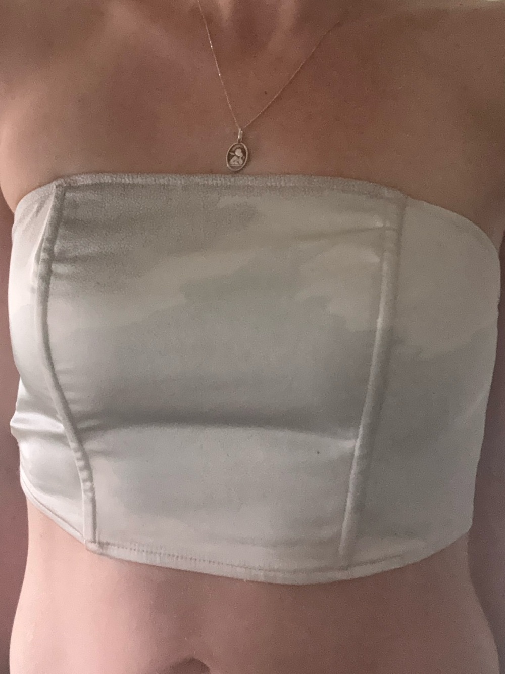 NWOT PacSun The Met Silver/ abstract  Satin Corset Style Tube Top Size Small